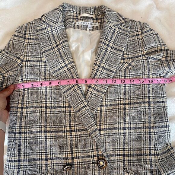 Veronica Beard Oria Checked Double Breasted Plaid Blazer Jacket - Size 2 - Picture 13 of 16